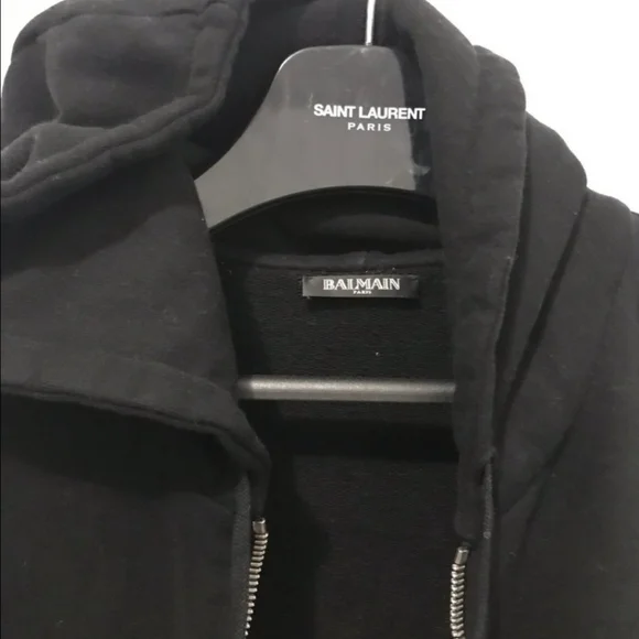 BALMAIN Black Classic Zip-Up Hoodie - Picture 3 of 8